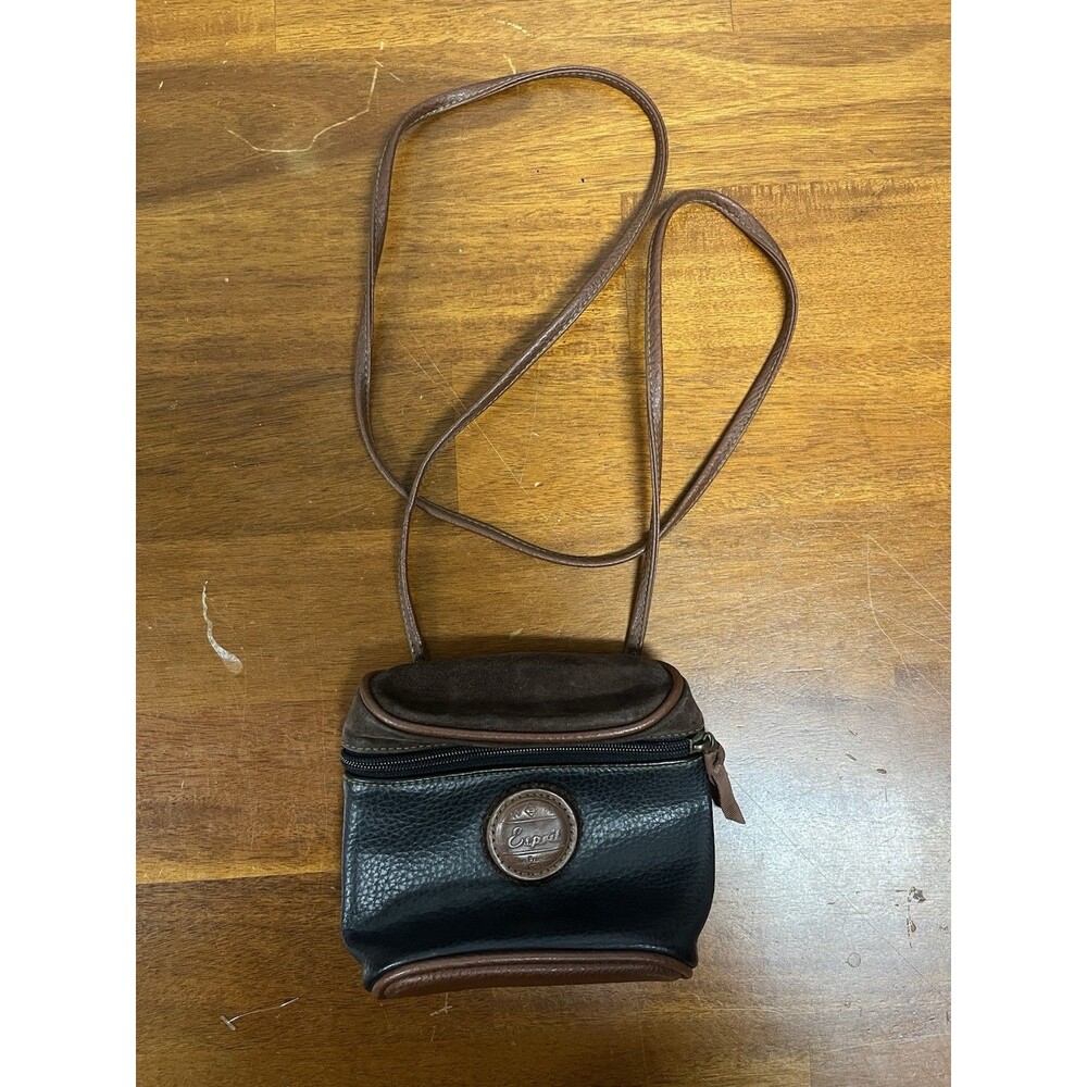 Esprit Black/Brown Small Crossbody Bag Zip Closure Adjustable Detachable Strap